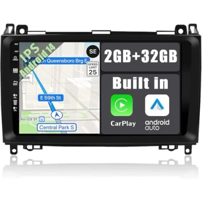Imagen de YUNTX Android 13 Autoradio con navi para Benz A Klasse/B Klasse/Vito/Viano/Sprinter W169 Incorporado CarPlay/Android Auto/GPS IPS 2.5D 9&quot; Pantalla Dab/Bluetooth 5.0/Control del Volante/USB/WiFi