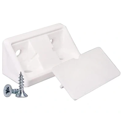 Imagen de SKIR&#039;CO (100 piezas) Soportes de estante blancos 44 x 20 mm, soporte esquina muebles 90 grados, junta ángulo recto plástico, tornillos incluidos (100, blanco)