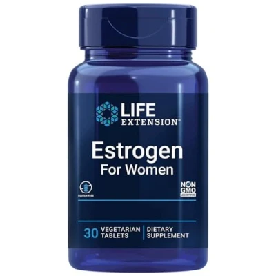 Imagen de Life Extension, Estrogen for Women, con Isoflavonas de Soja, 30 Comprimidos veganos, Probado en Laboratorio, Vegetariano, Sin Gluten, No GMO