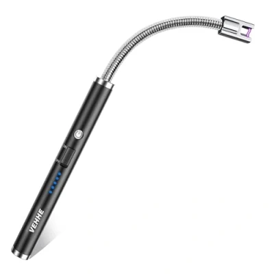 Imagen de VEHHE Mechero de Velas, Encendedor Arco Eléctrico Recargable con Indicador LED Batería, USB Largoa, Cocina Electrico para Encender Estufas Gas, Camping y Más