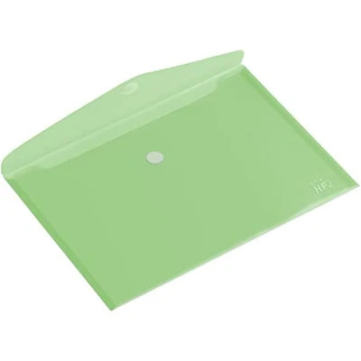 Imagen de HF2 190136 Carpetas sobres A4 (Pack de 10) en PP translúcido para documentos, con cierre velcro, diseño horizontal Verde