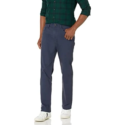 Imagen de Amazon Essentials Pantalón Chino Elástico Cómodo con 5 Bolsillos y de Ajuste Recto (Previamente Goodthreads) Hombre, Azul Marino, 34W / 34L