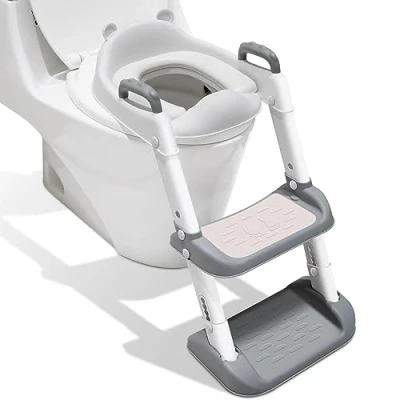 Imagen de Adoraland Adaptador WC Escalera, Reductor Baño para Niños Bebe Plegable Portatil Infantil Asiento Inodoro con Escalón Ancho Antideslizante