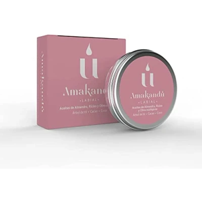 Imagen de Balsamo labial reparador labios secos y agrietados Cacao hidratante Vegano con árbol de té, aceite almendras Vitamina E sensibles Amakandu