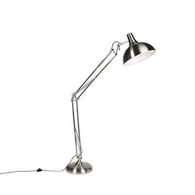 Imagen de Qazqa Moderno Lámpara de pie diseño Acero Hobby Redonda Adecuado para LED Max. 1 x 60 Watt