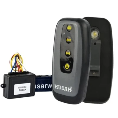 Imagen de Husar Winch Mando a distancia universal para cabrestante eléctrico, 12 V/24 V, con linterna LED, alcance al aire libre 40 metros, funciona muchos cabrestantes eléctricos