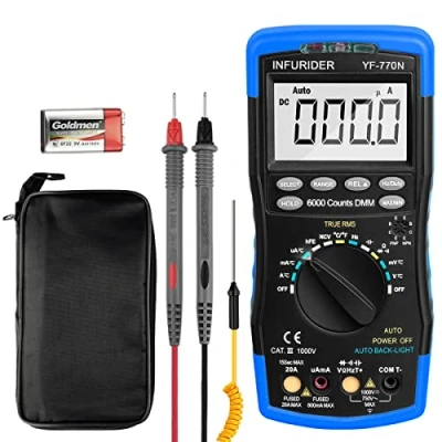 Imagen de Multimètre Numérique INFURIDER YF 770N Identificación Automática de Rango 6000 Conteos Zumbador Conducción ℃/℉Voltaje CC/CA ConmutableCorriente CC/CAResistencia