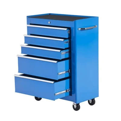 Imagen de HOMCOM Carro de Herramientas Taller Movil con 5 Cajones Ruedas 2 Colores (Azul)