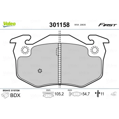 Imagen de VALEO 301158 Juego de pastillas freno FIRST Eje trasero excl. contacto avisador desgaste sin chapa antichirridos RENAULT: 19 II Hatchback