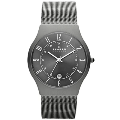 Imagen de Skagen Sundby reloj para hombre, movimiento de cuarzo con correa acero o piel, Gris y azul, 37MM