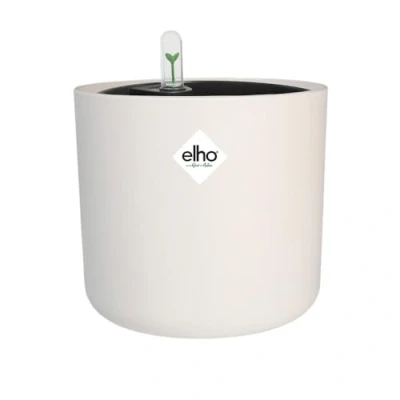 Imagen de elho B.for Maceta redonda suave con inserto de riego automático, 100% plástico reciclado, macetas interior, diámetro 22 cm, color blanco y