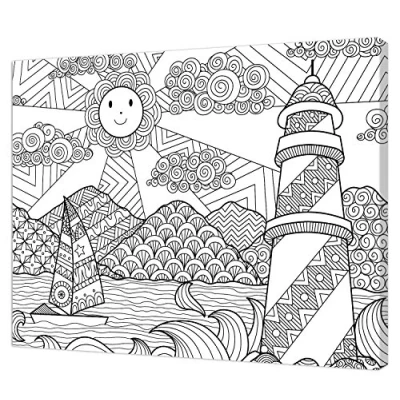 Imagen de Pintcolor 7810.0 Marco con Lienzo Impreso de Colorear, Madera Abeto, Blanco/Negro, 40 x 50 3.5 cm
