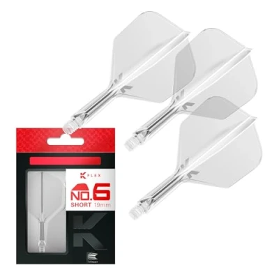 Imagen de Target Darts K Flex Integrated Dart Flight and Shaft, No.6 Claro (Corto) Pack De 3 No 6, Precisión Moldeada 2 En 1 Plumas Y Caña para Dardos Accesorios Profesionales