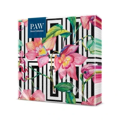 Imagen de PAW Servilletas Papel 3 Capas (33 x 33 cm) I 20 Unidades Perfecto para Cumpleaños, Fiestas, Bodas, Comuniones y Celebraciones de Colores Orquídea Flores Silvestres