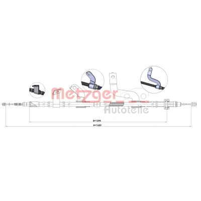 Imagen de METZGER 1.KI015 Cable de Freno Mano Atrás derecha 1655/1394 Tambor