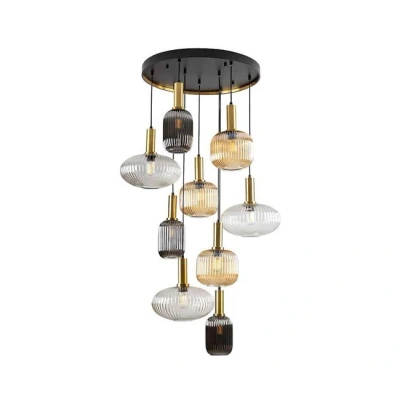 Imagen de Schuller Valencia Lámpara colgante Norma, 9 luces, redonda, cristal, negro/latón