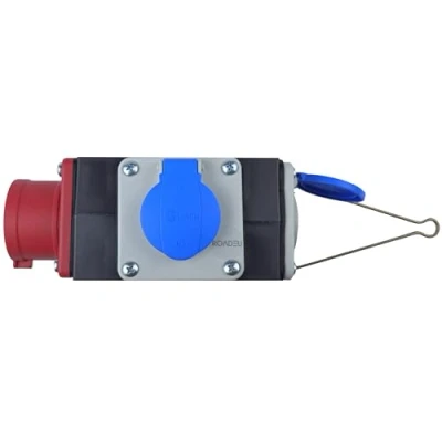 Imagen de RoadEu Adaptador de 380 V A 230 Distribuidor corriente construcción 16 con enchufe CEE y salidas Schuko Conector 3 latas