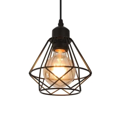 Imagen de Comely Vintage Lámparas de Techo, Retro Lámpara Colgante Industrial Metal Ajustable Iluminación Techo E27 para Salon, Dormitorio, Cocina, Comedor, Negro (Bombilla no Incluida)