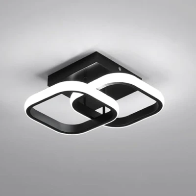Imagen de Comely Lámpara de Techo LED Moderna 22W, Iluminación Negro, Diseño Cuadrado en Aluminio y Hierro, Plafón para Pasillo Salón, Dormitorio, 6500K
