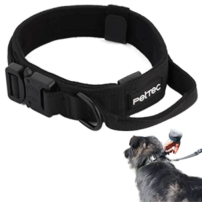 Imagen de PetTec Collar de Perro Extra Grande Ajustable, Nylon D200, Acolchado Neopreno para Razas Grandes Asa, Anilla en D y Hebilla Metálica Liberación Rápida Resistente al Exterior 61 71cm