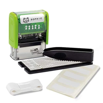 Imagen de Trodat Deine Dinge Juego de sello personalizable, alemán, para autoentintado, lavable a máquina, 34 x 14 mm, estampar en negro
