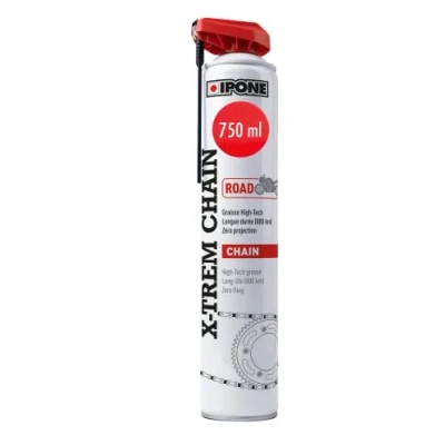 Imagen de IPONE Grasa de Cadena para Moto Carretera X Trem Chain Road Larga duración 800 km Pulverización precisa sin Salpicaduras Bote espray con difusor multiposición 750 ml