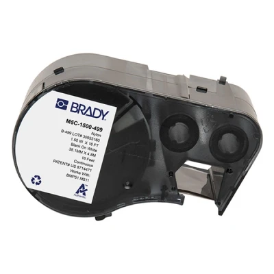 Imagen de Brady M5C 1500 499 etiquetas continuas de nailon negro sobre blanco 38,10 mm x 4,88 m (original)