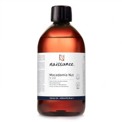 Imagen de Naissance Aceite de Nuez Macadamia (No. 234) 450ml Natural, Refinado para Piel Seca, Como Hidratante Ligero, Cabello, Rostro, Cuerpo, Mezclas Masaje