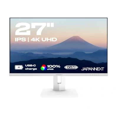 Imagen de JapanNext Monitor PC White 27&quot; 4K UHD Panel IPS Carga tu Ordenador Mediante USB C (65 W) Inclinación Ajustable Modo Retrato Filtro de luz Azul G Sync/FreeSync JN IPS27UHDR C65W HSP W