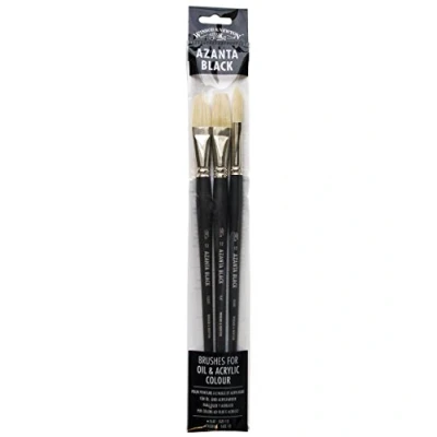Imagen de Winsor &amp; Newton Azanta Black Set de 3 Pinceles Mango Largo, Negro