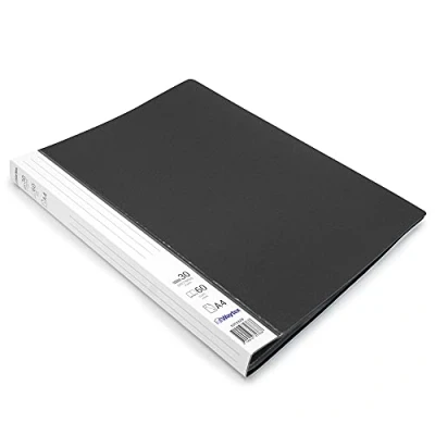 Imagen de Waytex 931332N Protector de documentos, A4, 60 hojas, polipropileno opaco premium, identificable, 30 bolsillos transparentes, color negro
