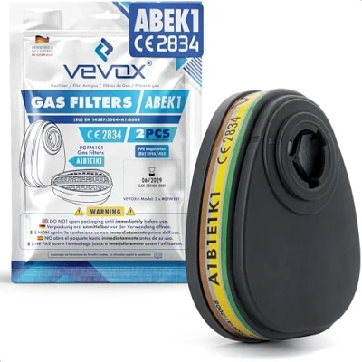 Imagen de VEVOX® Filtro de Gas ABEK1 en Juego 2 máscara Compatible con #HM5376 Media