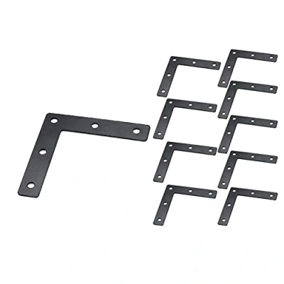 Imagen de KAIISSA Soporte de esquina plana en L, 10 piezas acero inoxidable 80 x mm, fijación muebles resistente, conector para estante madera y silla mesa (forma L)