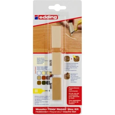 Imagen de edding 8902 juego de cera reparadora suelos madera haya/arce 3 ceras duras para reparar daños y arañazos en