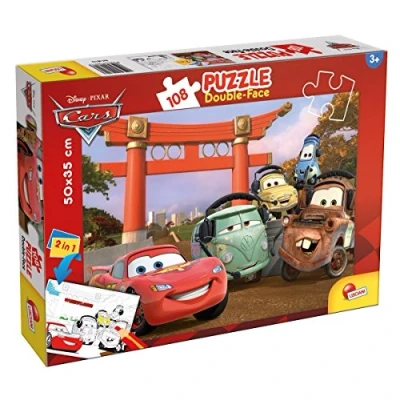Imagen de Liscianigiochi Puzzle para niños de 108 piezas 2 en 1, Doble Cara con reverso colorear Disney Cars 47987