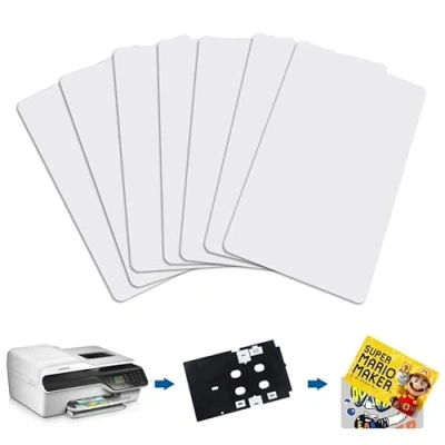 Imagen de 10 X Tarjetas de Inyección Tinta NFC con Card Chip NTAG215 Imprimible Impresoras Epson y Canon,CR80 30MIL,Tarjeta en Blanco, Funciona Amiibo TagMo TimesKey