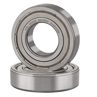Imagen de XiKe 2 unid. 6205ZZ Rodamiento de bolas 25x52x15mm Doble junta metálic｜Acero cromado｜Pre lubricado, 6205 2Z Rodamientos rígidos sellados.