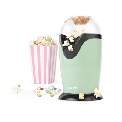 Imagen de Petra PT0493GRVDEEU7 Máquina De Palomitas, Palomitero Eléctrico Retro Aire Caliente Sin Aceite, Fácil Limpiar, Palomitas Dulces O Saladas, Lista En 3 Minutos, BPA, Vaso Medidor, 1200W, Verde