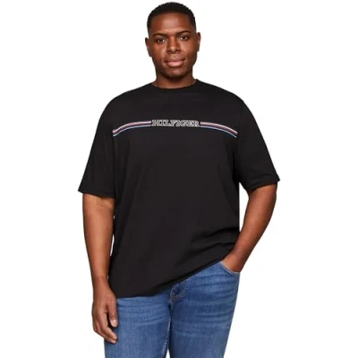 Imagen de Tommy Hilfiger Stripe Chest Camiseta estampada, Hombre, Talla: XXL, Black