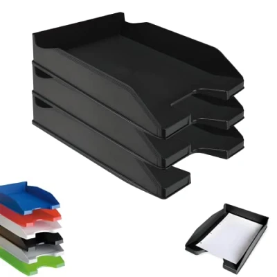 Imagen de Officepaper 3 Bandejas Oficina apilables para Documentos y Folios Bandeja apilable Escritorio de A4 Color Negro.
