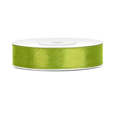Imagen de Cinta de satén poliéster con lazo y embalaje regalo 6/12/25/38/50/100 mm x 25 m (Tamaño 12mm 25m Color Verde Manzana)