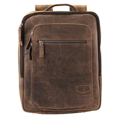 Imagen de Pride and Soul Fixbag FB1147199 Juego de mochila y funda para portátil 15,6 pulgadas, piel auténtica, aprox. 40 x 31 13,5 cm, color marrón