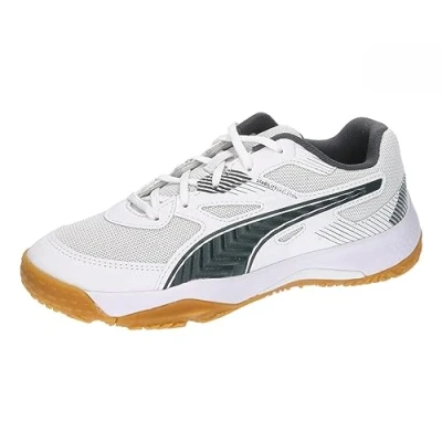 Imagen de Puma Solarflash JR II Unisex Zapatillas de balonmano para niños, Talla: 29, White/shadow gray Zapatos