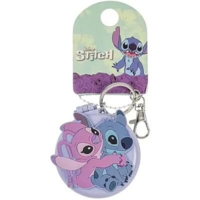 Imagen de Disney Lilo and Stitch Llavero Compacto con Espejo y Cepillo para el Pelo, Color Azul Rosa