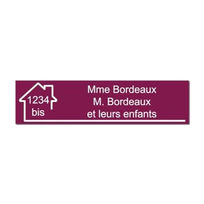 Imagen de Mygoodprice Placa para buzón, grabado de nombre y número, autoadhesiva personalizable, 10 x 2,5 cm, burdeos