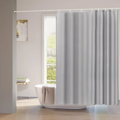 Imagen de WOLTU Cortina de Ducha Antimoho 180x200 cm, Baño con Iman en Parte Inferior, Impermeable para Bañera Anillos, 100% Poliéster, Gris