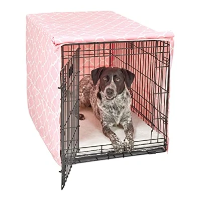 Imagen de New World modelo BCVR 36PKT Funda para jaula de perro con protección textil teflón, todas las jaulas y MidWest Homes for Pets 91,44 cm, diseño en color rosa