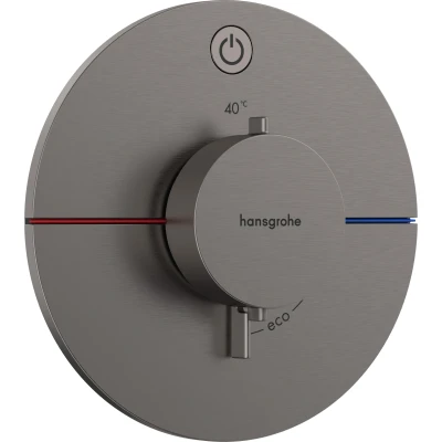 Imagen de hansgrohe ShowerSelect Comfort S, termostato empotrado , grifo con botón de seguridad (SafetyStop) a 40 C, redondo para ducha y bañera, mezclador 1 función, cromo negro cepillado