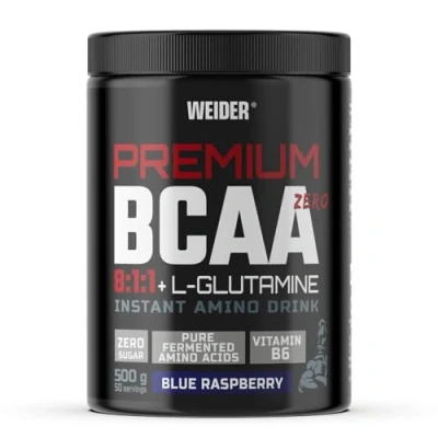 Imagen de Weider BCAA 8:1:1+L Glutamina (500gramos) Sabor Blue Raspberry. Con Vitamina B6. Sin azúcar