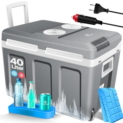 Imagen de KESSER® Nevera eléctrica portátil 40L con Ruedas Calienta y enfría Termoeléctrica Mini 12V 230V para Coche, Camping Enchufe Modo Eco Incluye acumuladores de frío Multicolor